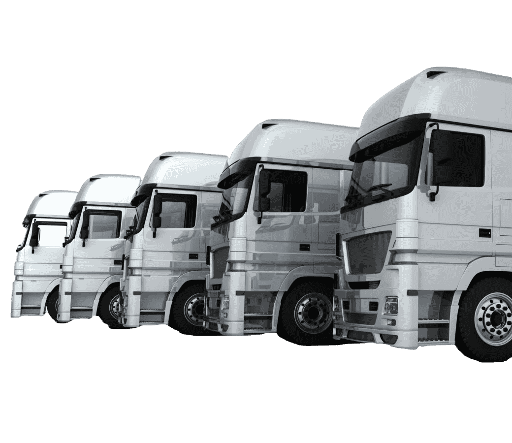 group of last mile delivery trucks